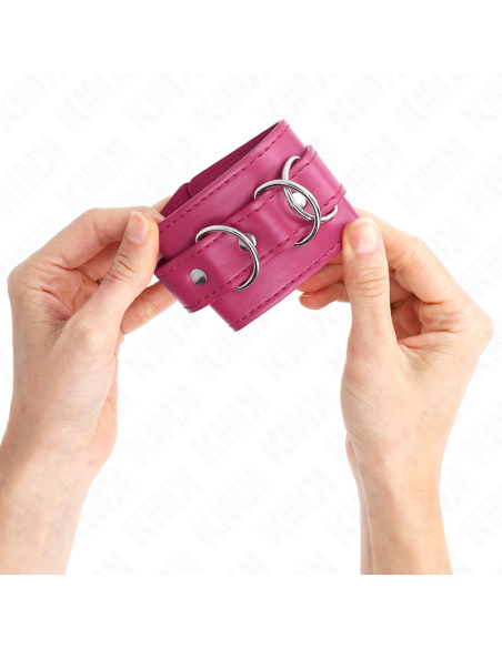 KINK - MUÑEQUERAS CON 3 ANILLAS EN D AJUSTABLE ROSA 17.5-25 CM X 6 CM