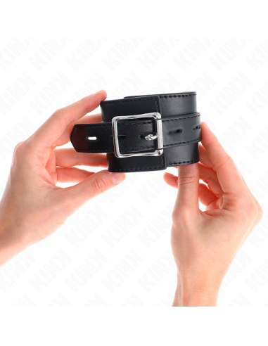 KINK - MUÑEQUERAS NEGRO CON CORREA NEGRO AJUSTABLE 17-28 CM X 6 CM