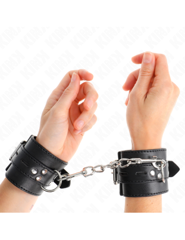 KINK - MUÑEQUERAS NEGRO CON CORREA NEGRO AJUSTABLE 17-28 CM X 6 CM