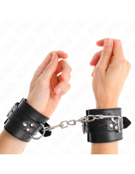 KINK - MUÑEQUERAS NEGRO CON CORREA NEGRO AJUSTABLE 17-28 CM X 6 CM