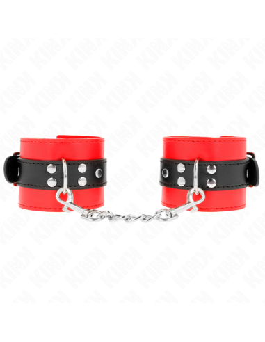 KINK - MUÑEQUERAS ROJO CON CORREA NEGRO AJUSTABLE 17-28 CM X 6 CM