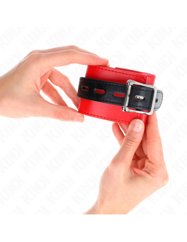 KINK - MUÑEQUERAS ROJO CON CORREA NEGRO AJUSTABLE 17-28 CM X 6 CM