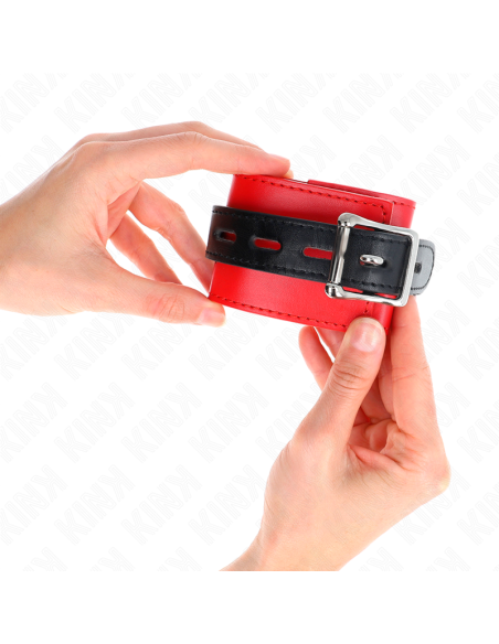 KINK - MUÑEQUERAS ROJO CON CORREA NEGRO AJUSTABLE 17-28 CM X 6 CM