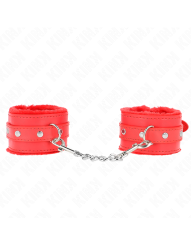 KINK - MUÑEQUERAS FORRADAS PREMIUM ROJO CON CORREA ROJO AJUSTABLE 17-29 CM X 6 CM