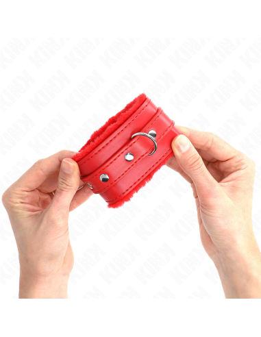 KINK - MUÑEQUERAS FORRADAS PREMIUM ROJO CON CORREA ROJO AJUSTABLE 17-29 CM X 6 CM