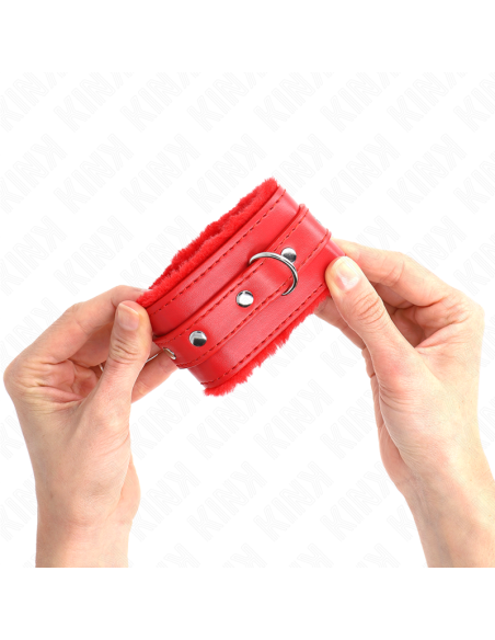 KINK - MUÑEQUERAS FORRADAS PREMIUM ROJO CON CORREA ROJO AJUSTABLE 17-29 CM X 6 CM