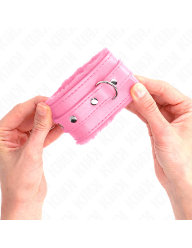 KINK - MUÑEQUERAS FORRADAS PREMIUM ROSA CON CORREA ROSA AJUSTABLE 17-29 CM X 6 CM