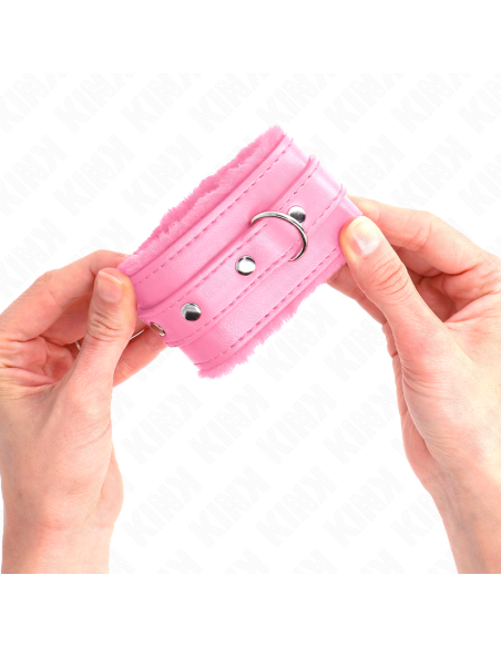 KINK - MUÑEQUERAS FORRADAS PREMIUM ROSA CON CORREA ROSA AJUSTABLE 17-29 CM X 6 CM