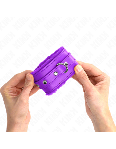 KINK - MUÑEQUERAS FORRADAS PREMIUM VIOLETA CON CORREA VIOLETA AJUSTABLE 17-29 CM X 6 CM