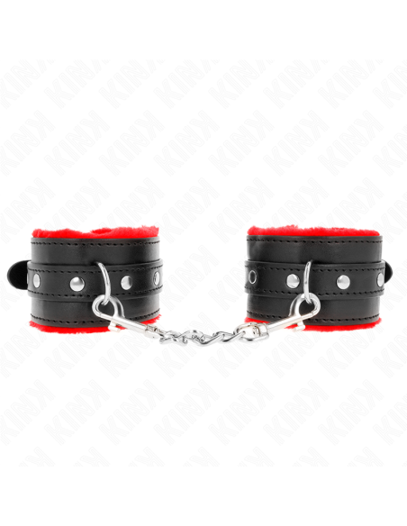 KINK - MUÑEQUERAS FORRADAS PREMIUM ROJO CON CORREA NEGRO AJUSTABLE 17-29 CM X 6 CM
