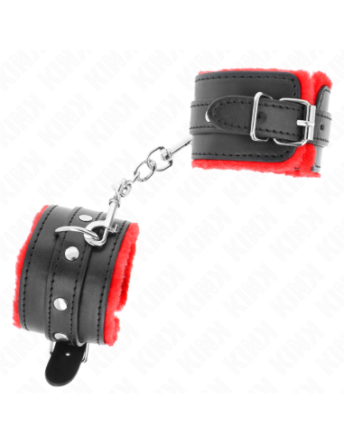KINK - MUÑEQUERAS FORRADAS PREMIUM ROJO CON CORREA NEGRO AJUSTABLE 17-29 CM X 6 CM