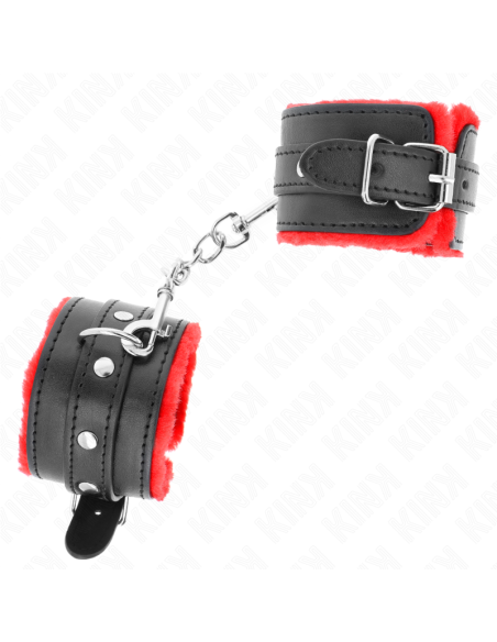 KINK - MUÑEQUERAS FORRADAS PREMIUM ROJO CON CORREA NEGRO AJUSTABLE 17-29 CM X 6 CM