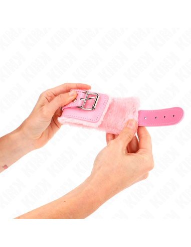 KINK - MUÑEQUERAS FORRADAS ROSA CON CORREA ROSA AJUSTABLE 20-29 CM X 5.5 CM