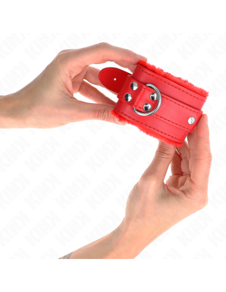 KINK - MUÑEQUERAS FORRADAS ROJO CON CORREA ROJO AJUSTABLE 20-29 CM X 5.5 CM