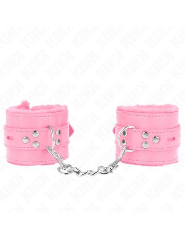 KINK - MUÑEQUERAS FORRADAS CON AGUJEROS CUADRADOS ROSA Y CORREA ROSA AJUSTABLE 17-29 CM X 6 CM