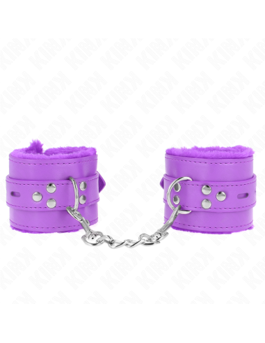 KINK - MUÑEQUERAS FORRADAS CON AGUJEROS CUADRADOS VIOLETA Y CORREA VIOLETA AJUSTABLE 17-29 CM X 6 CM