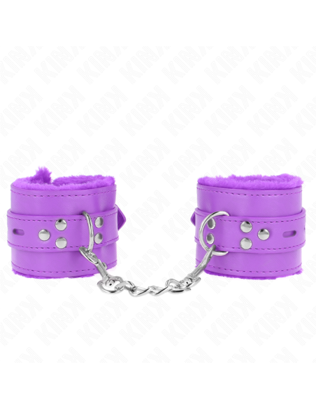 KINK - MUÑEQUERAS FORRADAS CON AGUJEROS CUADRADOS VIOLETA Y CORREA VIOLETA AJUSTABLE 17-29 CM X 6 CM