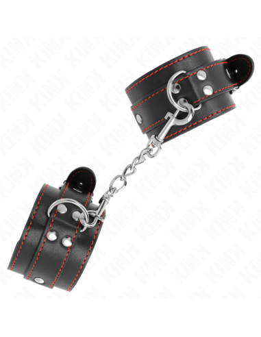 KINK - MUÑEQUERAS NEGRO CON DETALLES EN ROJO AJUSTABLE 20-28 CM X 5.5 CM