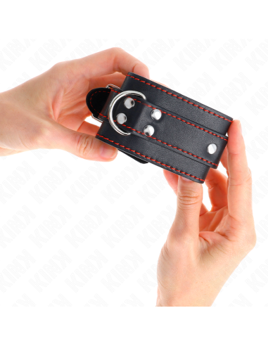KINK - MUÑEQUERAS NEGRO CON DETALLES EN ROJO AJUSTABLE 20-28 CM X 5.5 CM