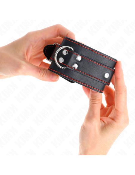 KINK - MUÑEQUERAS NEGRO CON DETALLES EN ROJO AJUSTABLE 20-28 CM X 5.5 CM