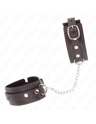 KINK - MUÑEQUERAS PEQUEÑA NEGRO CON DETALLES EN ROJO AJUSTABLE 14-24 CM X 3.5 CM