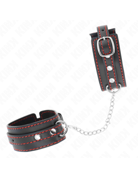 KINK - MUÑEQUERAS PEQUEÑA NEGRO CON DETALLES EN ROJO AJUSTABLE 14-24 CM X 3.5 CM
