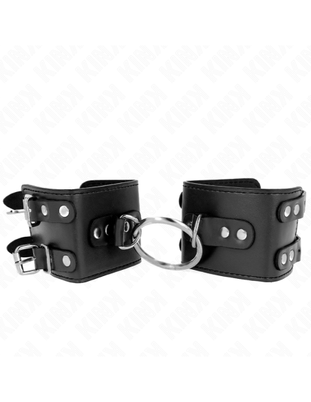 KINK - MUÑEQUERAS FIJAS CON ANILLA Y TACHUELAS NEGRO AJUSTABLE 17-22 CM X 6.5 CM