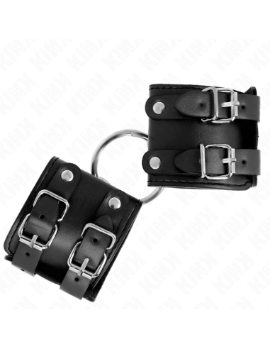 KINK - MUÑEQUERAS FIJAS CON ANILLA Y TACHUELAS NEGRO AJUSTABLE 17-22 CM X 6.5 CM