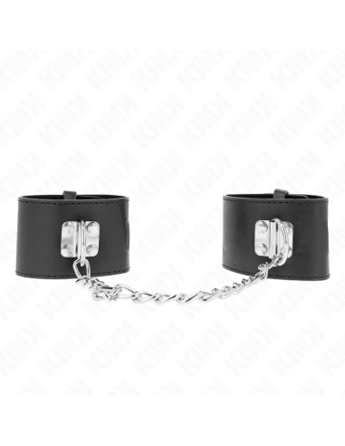KINK - MUÑEQUERAS FIJAS CON CADENA 30 CM Y CIERRE CANDADO NEGRO AJUSTABLE 16-23 CM X 5.5 CM