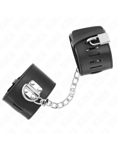 KINK - MUÑEQUERAS FIJAS CON CADENA 30 CM Y CIERRE CANDADO NEGRO AJUSTABLE 16-23 CM X 5.5 CM