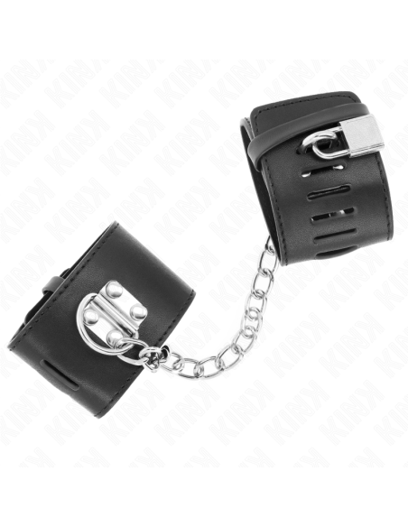 KINK - MUÑEQUERAS FIJAS CON CADENA 30 CM Y CIERRE CANDADO NEGRO AJUSTABLE 16-23 CM X 5.5 CM