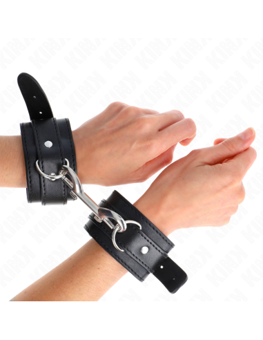 KINK - MUÑEQUERAS SIMPLES CON FILA DE REMACHES NEGRO AJUSTABLE 17-28 CM X 5 CM