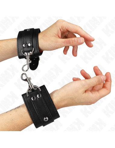 KINK - MUÑEQUERAS ESTILO MAZMORRA CON CERRADURA NEGRO AJUSTABLE 21-28 CM X 5.5 CM