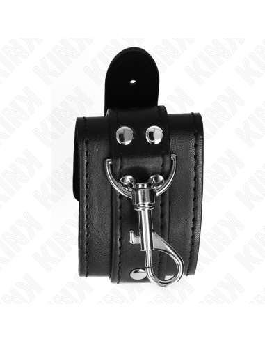 KINK - MUÑEQUERAS ESTILO MAZMORRA CON CERRADURA NEGRO AJUSTABLE 21-28 CM X 5.5 CM