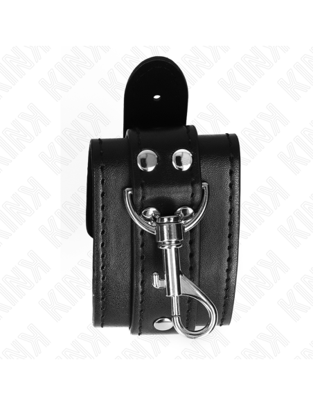 KINK - MUÑEQUERAS ESTILO MAZMORRA CON CERRADURA NEGRO AJUSTABLE 21-28 CM X 5.5 CM