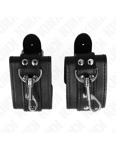 KINK - MUÑEQUERAS ESTILO MAZMORRA CON CERRADURA NEGRO AJUSTABLE 21-28 CM X 5.5 CM