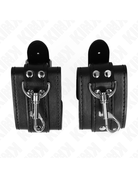 KINK - MUÑEQUERAS ESTILO MAZMORRA CON CERRADURA NEGRO AJUSTABLE 21-28 CM X 5.5 CM