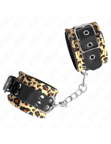 KINK - MUÑEQUERAS DE CUERO ESTILO LEOPARDO AJUSTABLE 18-29 CM X 5.5 CM