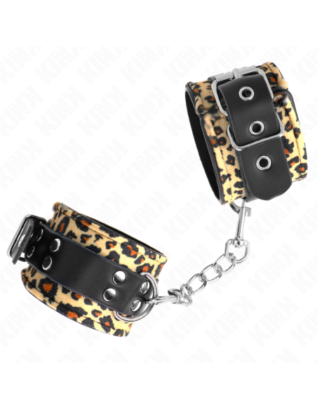 KINK - MUÑEQUERAS DE CUERO ESTILO LEOPARDO AJUSTABLE 18-29 CM X 5.5 CM
