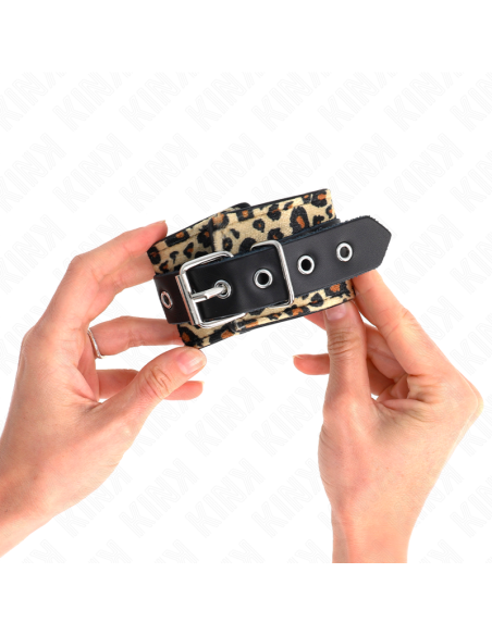 KINK - MUÑEQUERAS DE CUERO ESTILO LEOPARDO AJUSTABLE 18-29 CM X 5.5 CM