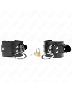 KINK - MUÑEQUERAS CON BLOQUEO DE CANDADO EN ANILLAS NEGRO AJUSTABLE 20-28 CM X 5.5 CM