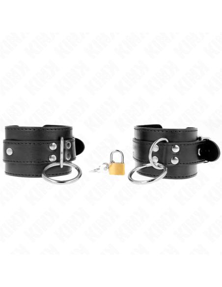 KINK - MUÑEQUERAS CON BLOQUEO DE CANDADO EN ANILLAS NEGRO AJUSTABLE 20-28 CM X 5.5 CM