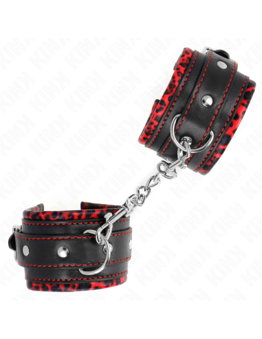 KINK - MUÑEQUERAS FORRADAS ROJO - NEGRO AJUSTABLE 17-29 CM X 6 CM