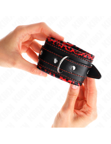 KINK - MUÑEQUERAS FORRADAS ROJO - NEGRO AJUSTABLE 17-29 CM X 6 CM