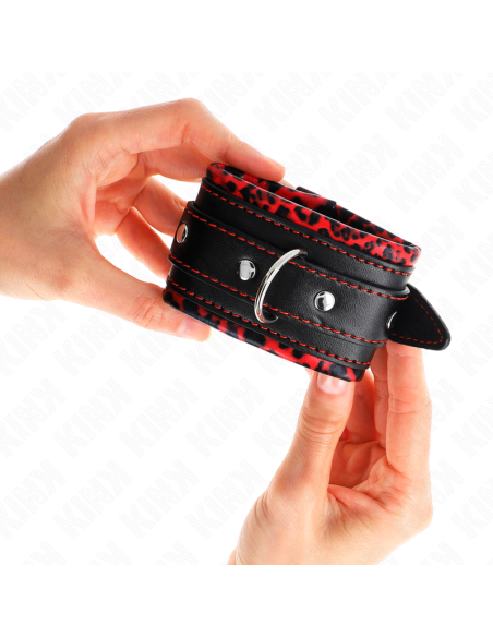 KINK - MUÑEQUERAS FORRADAS ROJO - NEGRO AJUSTABLE 17-29 CM X 6 CM
