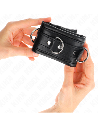 KINK - MUÑEQUERAS ESTILO HEAVY FORRO NEGRO AJUSTABLE 20-30 CM X 6 CM