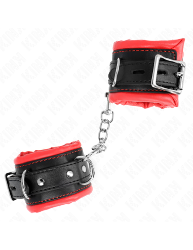 KINK - MUÑEQUERAS ESTILO HEAVY FORRO ROJO AJUSTABLE 20-30 CM X 6 CM