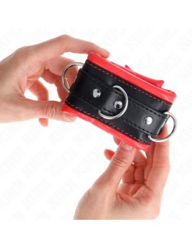 KINK - MUÑEQUERAS ESTILO HEAVY FORRO ROJO AJUSTABLE 20-30 CM X 6 CM