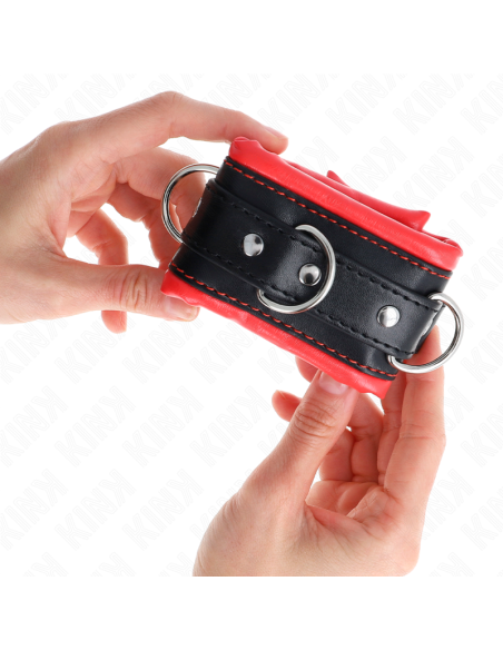 KINK - MUÑEQUERAS ESTILO HEAVY FORRO ROJO AJUSTABLE 20-30 CM X 6 CM