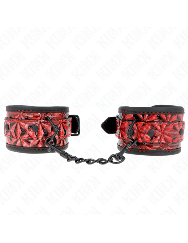 KINK - MUÑEQUERAS CON PATRÓN DE DIAMANTES ROJO OSCURO AJUSTABLE 17-26 CM X 5.5 CM